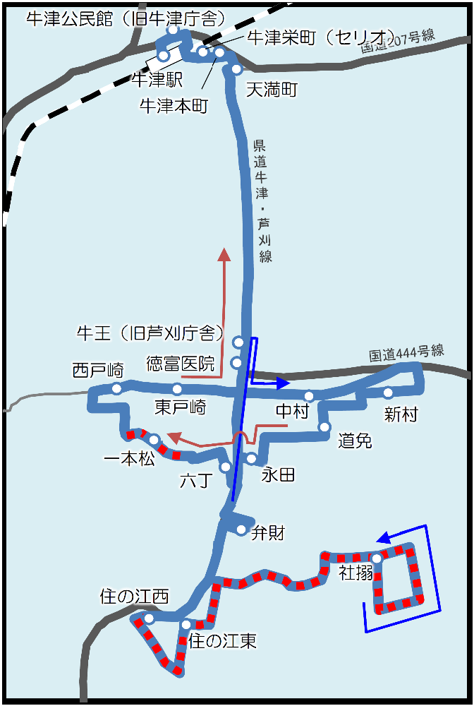 芦刈町乗合タクシーの路線図です
