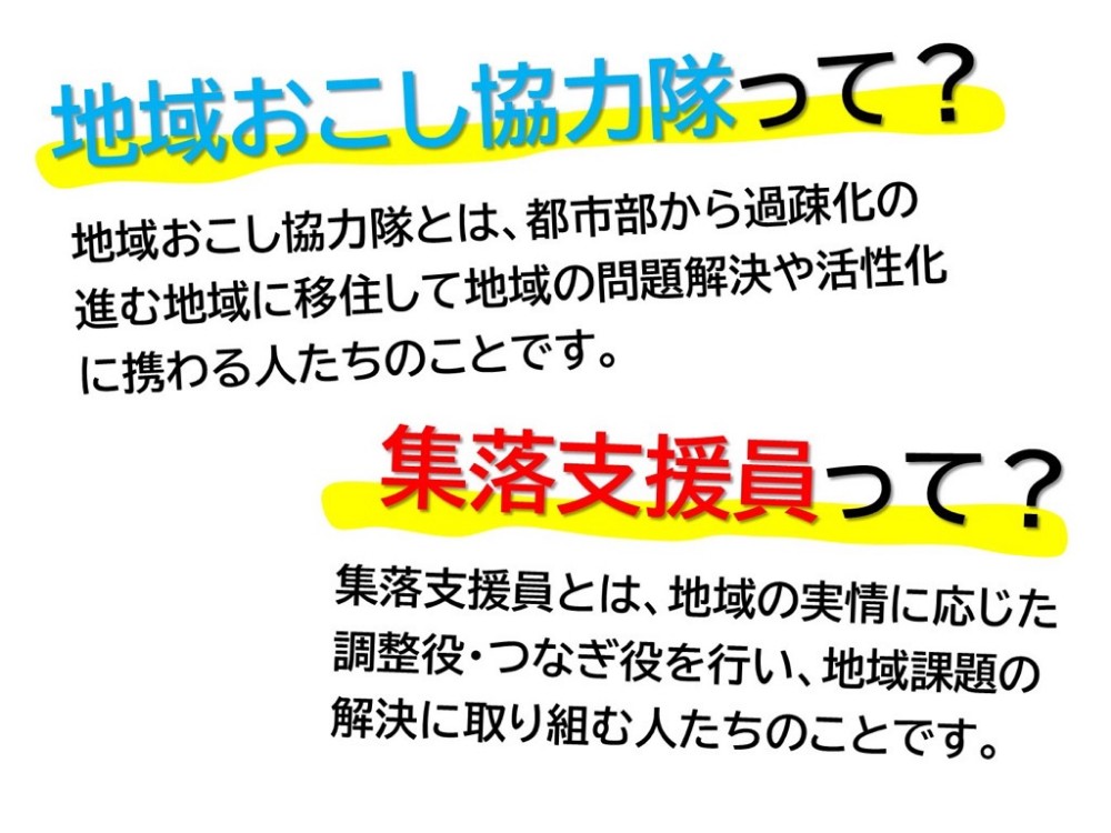 地域おこし協力隊・集落支援員の紹介