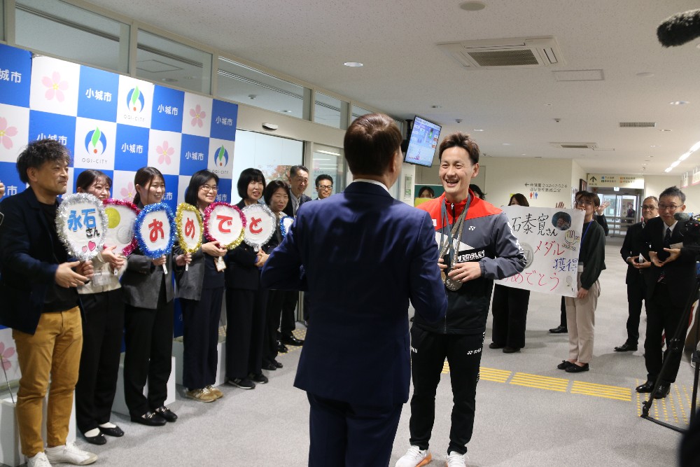 永石選手表敬訪問